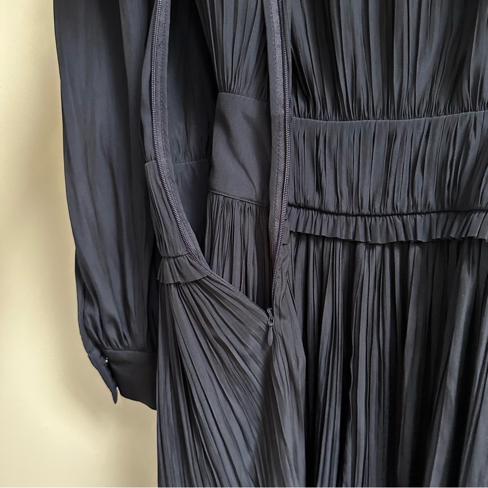 Joie Jazelle Pleated Ruffle Flounce Dress Navy, Size 4 - Picture 8 of 17